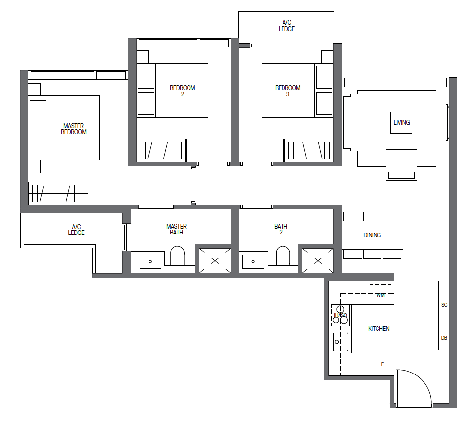 Midtown Modern’s C1 at 904 sq ftStarting price at $2.2 mil