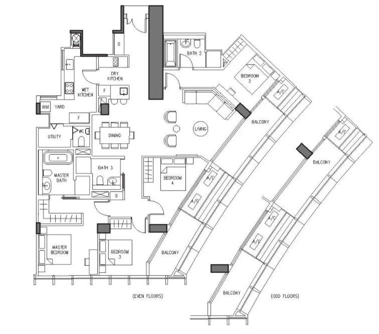 Duo Residences’s 4-bedroom 1841 sq ft Asking price of $4.5 mil