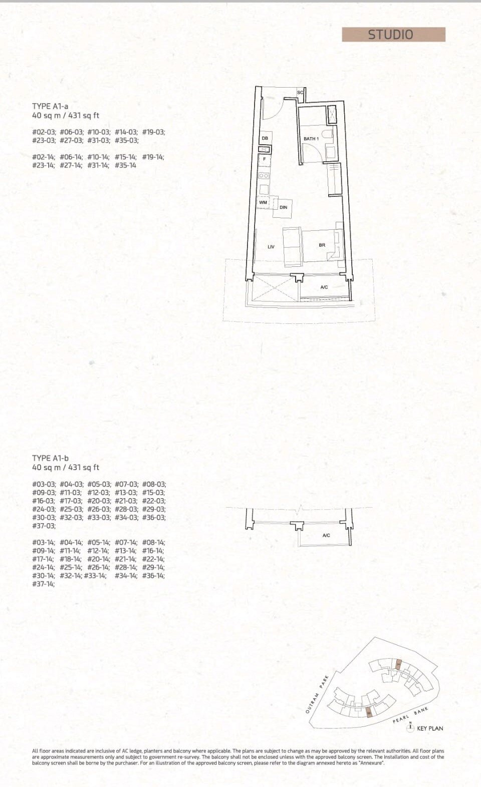 OPB Floorplan Studio A1-a and b
