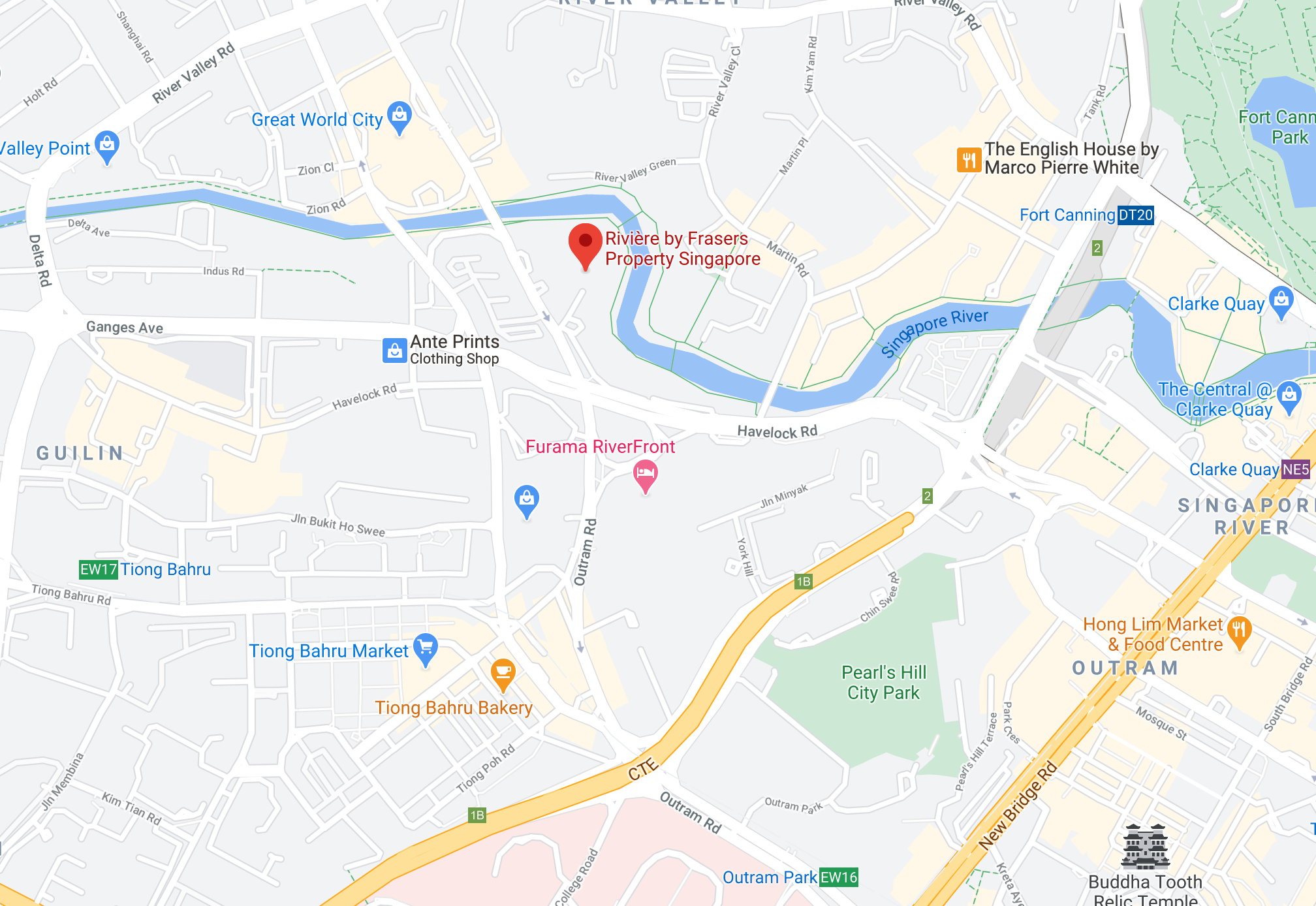 Rivière Accessibility courtesy Googlemaps