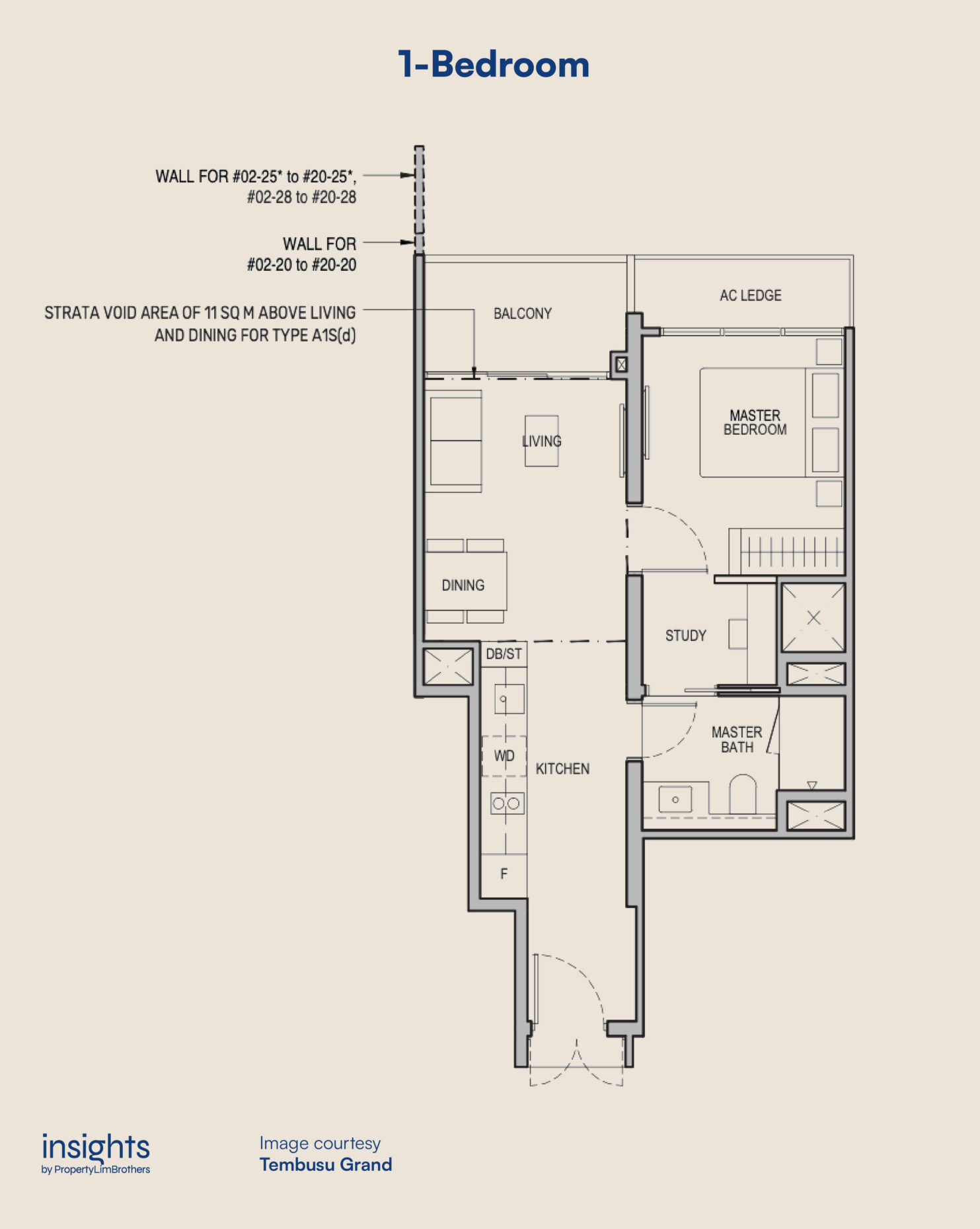 1-Bedroom layout at Tembusu Grand