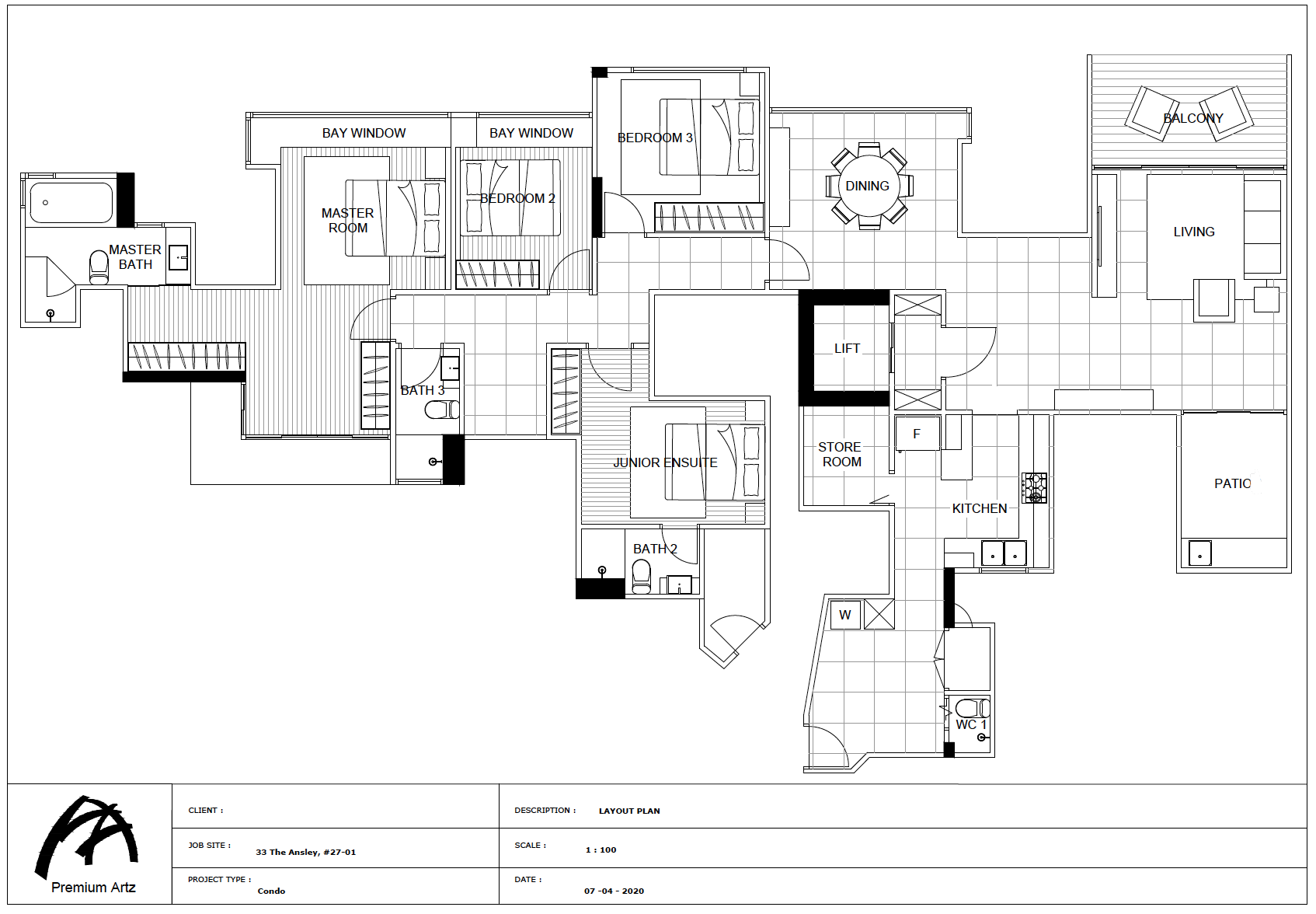 Floor Plan With Reinstated Study Room to Proper Bedroom
