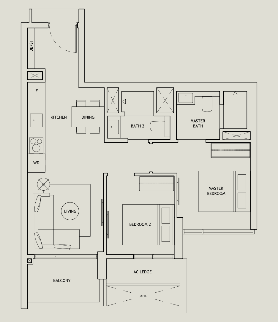 2-Bedder Type B3, Stack 9, 678 sq ft