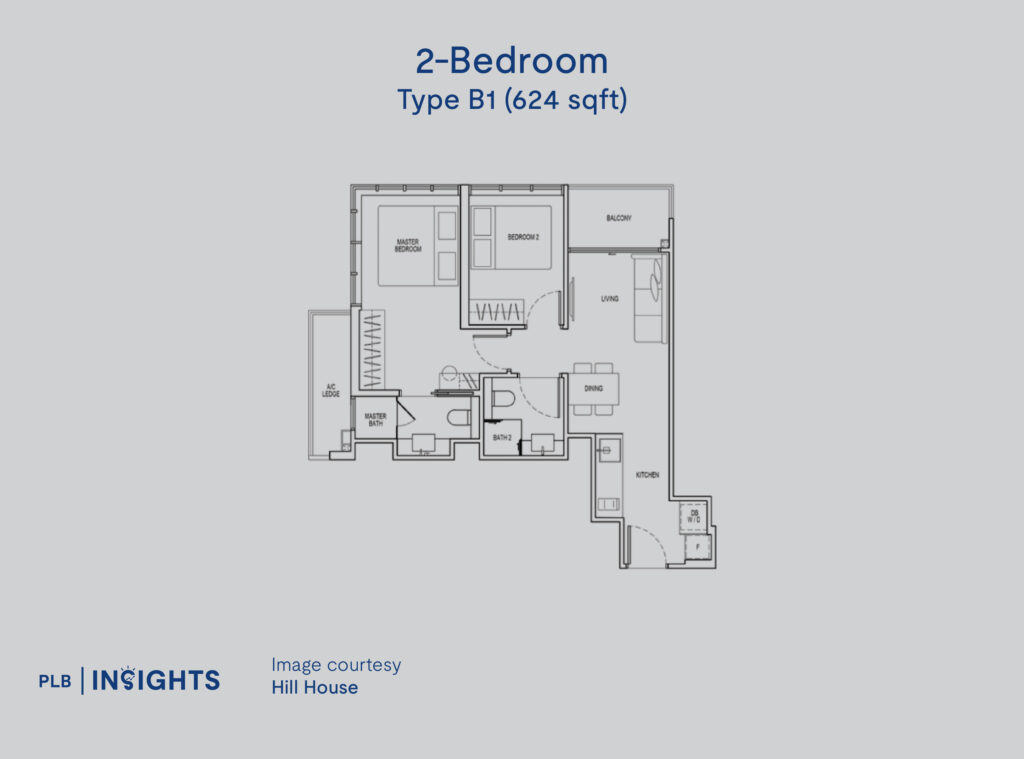 Hill House New Launch Review – An In-depth Analysis of River Valley’s Latest 999-year Boutique Project

Floor Plan Analysis 2-bedroom