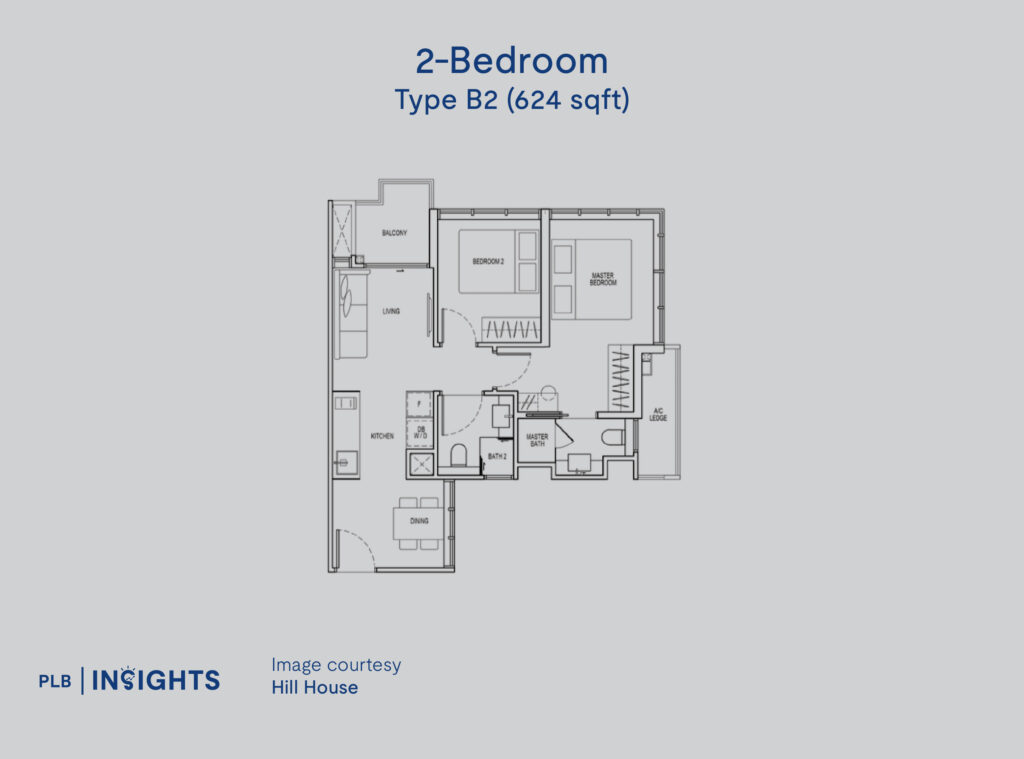 Hill House New Launch Review – An In-depth Analysis of River Valley’s Latest 999-year Boutique Project

Floor Plan Analysis 2-bedroom