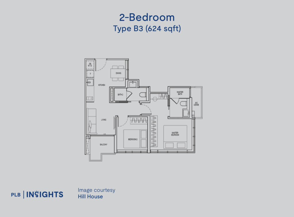 Hill House New Launch Review – An In-depth Analysis of River Valley’s Latest 999-year Boutique Project

Floor Plan Analysis 2-bedroom