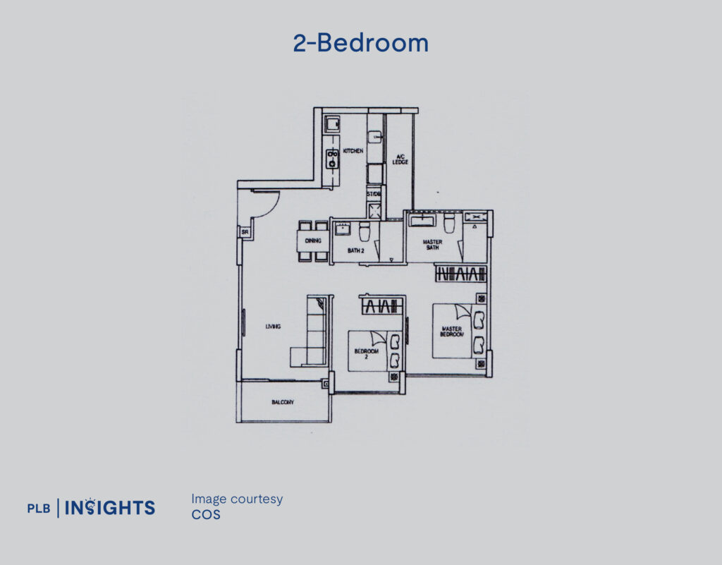 2-Bedroom layout in RiverParc Residence