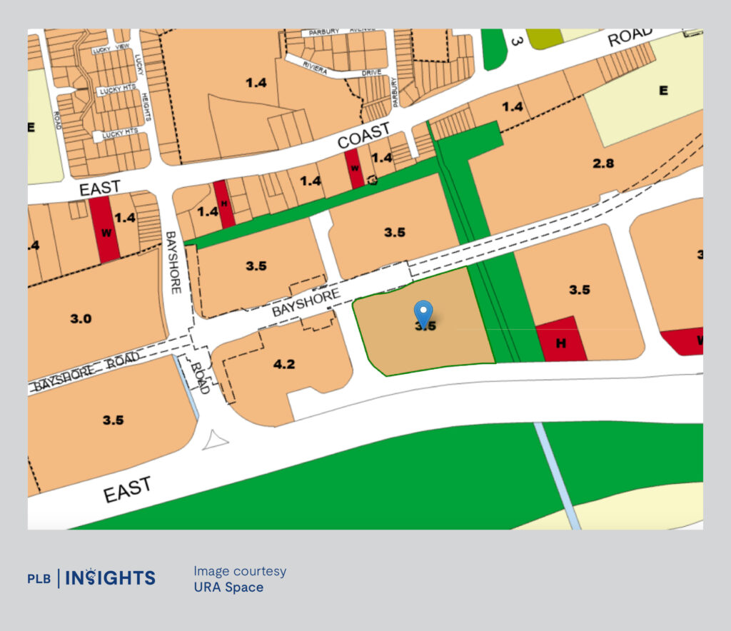 URA Master Plan view of the two Bayshore October 2024 BTO launch sites